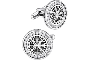 FaithHeart Mens Cufflinks, Norse Viking Tuxedo Shirt Cuff Links, Stainless Steel Cuff Links and Shirt Studs, Gift Box