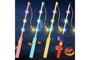 TOPJOWGA LED Linterna Eléctrica Niños, 4 Piezas 50 cm Halloween Linterna Infantil, Palo Linterna con luz para Halloween Linterna Infantil Día de San Martín, Navidad y Año Nuevo (Blanc,Jaune,Rose)
