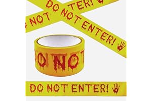 QIUGOSUN Halloween Decorations Caution Tape,Yellow Hazard Warning Tape"Do Not Enter"Construction Barricade Safety Tape for Workplace Danger Areas,Scary DIY Zombie Banner Door Haunted Houses Parties,25m*4.8cm