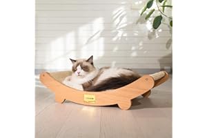 CheerPals Sisal Kratzbrett Katzen - 160° Gebogenes Design, Massives Buchenholz & Natürliche Sisal Pad Katze Kratzmatte, Extra Große 60x35x15cm Kratzmöbel für alle Katzen