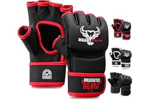 BEAST RAGE BEASTRAGE MMA Gloves for men and women,Martial Arts Mitts Grappling Sparring,Ventilated Palm, VEGAN Leather, Cage Fighting, Muay Thai, Kick Boxing, Punching Bag, Boxing, Kickboxing