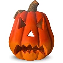 Jack-O-Lantern - Farol de calabaza XXL como LED decorativo de Halloween en 25 x 26 cm, gran cerámica Jack-O-Lantern como decoración de exterior de calabaza, decoración de calabaza como decoración