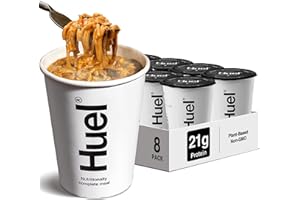 Huel Hot & Savoury Cups, Katsu Curry Noodles (8 x Pots), High-Protein Vegan Ration Packs, Protein Noodles with 26 Vitamins & Minerals, Healthy Ready Meals
