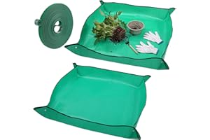 Hejo 2 Pezzi Tappetino per Rinvaso di Piante (100 x 100cm), Vieni con 1 Laccio per Piante Verdi 10 m x 10 mm, per Rinvaso di Piante, Pieghevole, Piante Grasse, Piantina