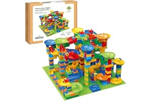 SHERWOOD STORE Pista delle biglie con mattoncini, giochi educativi per bambini da 6 anni - Murble track with building bricks (514 PEZZI)