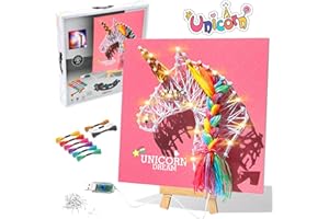 CHMMY Juego de Manualidades para niños, Unicornio, Regalo para niñas, a Partir de 6, 7, 8, 9, 10, 11, 12 años, Unicornio, Juguete con luz LED decoración, Juego de Manualidades Creativo, Unicornio