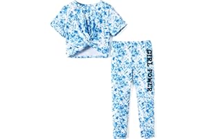 PATPAT Set di Abbigliamento Ragazze Tie Dye, T-shirt Bambina Corta + Pantaloni Vestiti Bambina, Abbigliamento Sportivo, Leggings Sportivi bambina, Completi sportivi, Tempo Libero Estivo 5-12 Anni