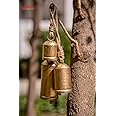 Aroha ® Bohemian Golden Rustic Swiss Garden Bells Cluster on Rope Large Vintage Lucky Bells Wall Hanging Décor (Pack of 3 Bells)