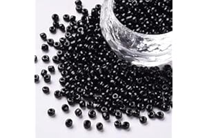 Handicraft Emporium Perline in vetro, rotonde, nere, 3 mm, 50 g