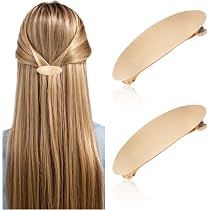 Isslly Französische Haarspange – Oval, Goldfarben, Metall, 7,85 Cm, Für Dickes Haar & Elegante Anlässe