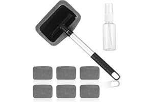 HUIFOO Auto Scheibenreiniger mit 6 Mikrofaserpads und Sprühflaschen,Auto Fensterwischer Kit,autoscheiben innenreiniger mit Ausziehbarer Griff,Reinigungswerkzeug für die Windschutzscheibe ,180 drehbar,grau