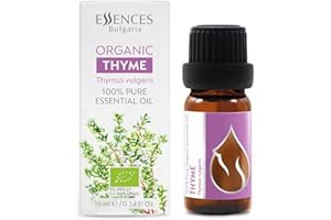 Essences Bulgaria Aceite Esencial de Tomillo Orgánico 10ml | Thymus vulgaris | 100% Puro y Natural | Sin Diluir | Grado Terapéutico | Granja Familiar | Destilado al Vapor | Sin OMG | Vegano