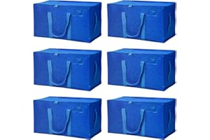Cinnani Lot de 6 Sacs de Rangement XXL,Grand Sacs Déménagement Vêtements 90L,Imperméable Sac Rangement Résistant et Poignées Renforcées,pour déménagement, camping, outils de jardinage, 67x35x38cm