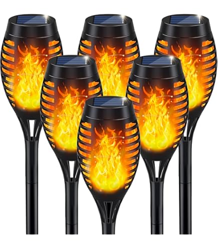 8 Lampes Solaires Extérieur Highsam - Effet Flamme Réaliste - IP65 étanche - Pour Jardin Patio