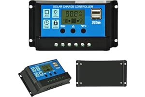 EPEVER 20A 12V/24V Intelligent solar panel charge controller with LCD display & USB port, overcurrent protection, solar charge regulator for solar panel battery lamp LED lighting
