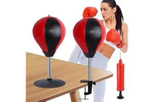 WIYETY Sacco da boxe da scrivania con ventose potenti e pinza da tavolo, per alleviare lo stress, per ufficio in piedi, regalo divertente per i colleghi dello chef (nero/rosso)