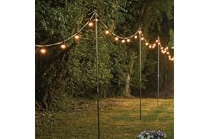 Festive Lights Barres de guirlande de 1,5 m ou 2,4 m de long pour suspendre des lumières décoratives, guirlandes lumineuses, éclairage de Noël - Pour fête de mariage de jardin en acier métallique