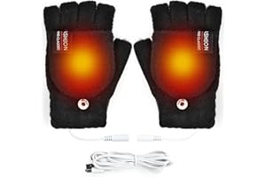 EKKONG Guantes térmicos calefactables, guantes calefactados por USB, guantes de punto cálidos, guantes para hombre y mujer calentables, guantes para interior o exterior