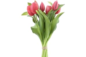 mucplants künstliche Tulpen Tulpenbündel mit 4 Tulpen und 3 Tulpenknospen real Touch (Beauty)