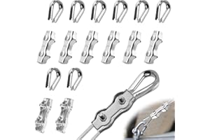 Mbsomnus Set di 16 morsetti per fune metallica M4, con 8 morsetti per fune da 4 mm e 8 pezzi, 4 mm, in acciaio inox 304, morsetti duplex per fune in acciaio, fissaggio