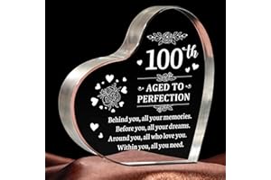 Elequaint 100th Birthday Gifts for Women or Men, Engraved Acrylic Keepsake Gifts for 100 Year Old Women Men, 100th Birthday Gifts for Her Him Mum Dad Friend, 1924 Birthday Gifts for Women Men