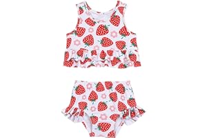 Borlai Bébé Fille Maillot de Bain Deux pièces sans Manches pastèque Maillot de Bain d'été Natation Plage Bikini Maillot de Bain