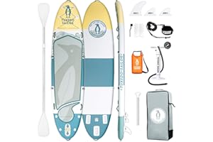 Tuxedo Sailor Nadmuchiwana deska SUP do jogi, kompletny zestaw akcesoriów, regulowana deska do wiosłowania, pompka, plecak podróżny ISUP, wodoszczelna torba, płetwa, siedzisko kajakowe, deska