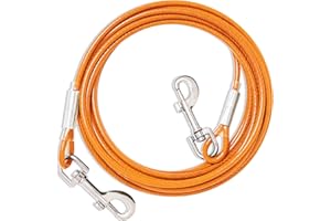 FENGCO Tie Out Leinen Für Hunde,3/6/9/15m,Tie Out Cables Für Hunde Hofleine,Hofleine Für mittlere bis große (Orange,6m)