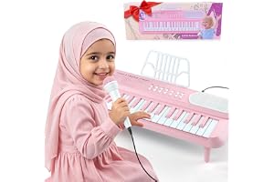 37 Keys Electronic Keyboard Piano for Toddlers, Portable Educational Toy with Microphone & Music Stand, Multifunction Music Keyboard for Beginners, Birthday Ramadan Eid Gifts for Girls Boys