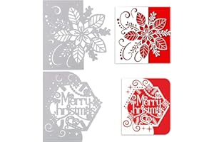 COLOFALLA 2pcs Christmas Dies for Card Making Poinsettia Merry Christmas Metal Die Cuts for Paper Craft