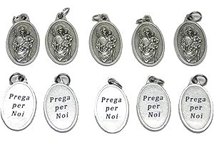 GTBITALY 60.260.30 040PPN 10 medallas de San José ovalado plata con respaldo de bruja para nosotros 22 mm