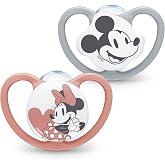 NUK Space Pacifier | 0-6 Months | Pacifiers with Extra Ventilation | BPA-Free Silicone | Disney Minnie Mouse | 2 Pack