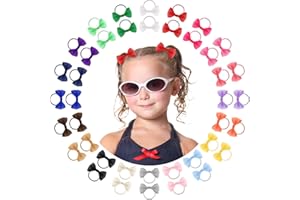 LUSOFIE 40PCS Baby Bow Hair Ties，Toddler Hair Tie with Bows Mini Hair Bow Elastics Ponytail Holders Pigtails Rubber Bands Hair Ties for Girls Toddler Hair Accessories