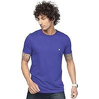 Black snow Rough Cut Neck Stretchable Cotton Lycra Solid Casual and Sports Wear T-Shirt for Men
