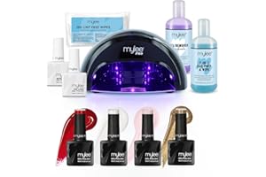 Mylee Kit Professionnel de Vernis à Ongles Gel Semi-permanent, 4x couleurs, Top Coat et Base Coat, Lampe à LED Convexe PRO, Solution Prep & Wipe, Dissolvant Gel Remover, 100x Lingettes non pelucheuses