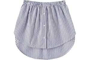 GENERIC Extensores de camisa para mujer, ajustable, en capas, parte superior falsa, parte inferior de barrido inferior, minifalda para adolescentes y niñas, dobladillo curvado a rayas
