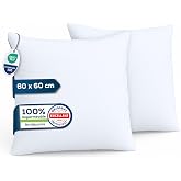 Sensalou Set of 2 Waterproof Pillowcases 60 x 60 cm with Zip | Anti-dust mite and anti-allergenic breathable cushion cover wh
