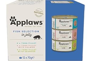 Applaws Natural Wet Cat Food Fish Selection in Jelly (Pack of 12 x 70g Tins)