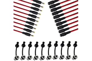 RUNCCI-YUN 30Pcs Conector DC de 5,5 x 2,1 mm,12 V cable de extensión,DC Power Jack Conector Adaptador,2,1 x 5,5 mm Macho Hembra Jack Conector+conectores montaje en panel, para CCTV Seguridad Cámaras