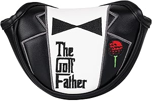 BIG TEETH Couvre-clubs de golf en bois pour conducteur/parcours/hybride/1FH/putter/fers à repasser Fermeture élastique Noir et blanc Cuir PU Cadeau