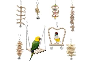 Fayemint 8 Pièces Balançoire Perroquet, Balançoire Oiseau, Ensemble de Balançoire Perchoir Parrot, Convient à Toutes Sortes de Perroquets et d'oiseaux