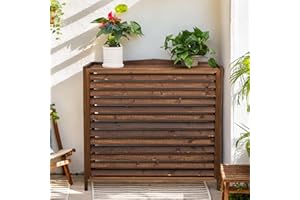 GONTZOLKIN Cache Climatiseur Exterieur Balcon Cache Clim Bois Housse Climatiseur Extérieur Cache Pompe À Chaleur Protéger Du Soleil Et De La Pluie Cache Unité Extérieure Climatisation Robuste Résistant(100x44x93
