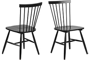 Ac Design Furniture Susanne Krzesła do Jadalni, Drewno Kauczukowe, Czarny, 48 x 48 x 86 cm