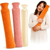 Uzun Boy Long Sıcak Su Torbası, 2.5 Litre 72x13 cm, Hortumlu B&uuml;y&uuml;k Boy Isı Terapisi Yastığı, S&uuml;per Yumuşak Peluş Kılıflı, Boy