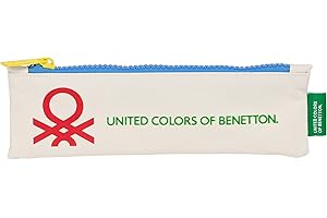 GLOWLAB Safta BENETTON Topitos - Estuche Escolar, Estuche Infantil, Estuche Niño, Ideal para Niños de 5 a 14 Años, Cómodo y Versátil, Calidad y Resistencia, 20x60 cm, Color Blanco roto