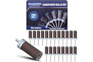 ‎shengbenhao 20PCS 320 Grit Sanding Drums Sandpaper Sticks Set Compatible with Dremel Rotary Tool Accessories with 1/8 inch Shank for Metal Rust Removal/Jade Polishing/Stone Grinding/Sanding