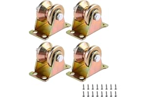 Toolzia 4Pcs V Groove Pulley Wheels, Heavy Duty Pulley Block 5mm with Bracket, Small Rigid Caster V Groove Track Roller for Sliding Gate, Outdoor, Fitness, Load Capacity 440 lbs/200kg