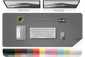 BLESWIN Antypoślizgowa duża podkładka na biurko, dwustronna skórzana mata z zamszem, wodoodporna, duża podkładka na biurko komputerowe, pod mysz, do pisania, malowania (ciemnoszara, 120 x 60 cm)