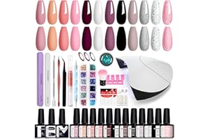 Phoenixy Kit Manicura Semipermanente 12 Colores Uñas Semipermanentes Kit Completo con U V/LED Lámpara Herramientas de Manicura