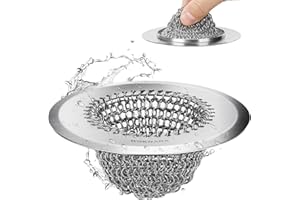 WOKDADA Reversible Kitchen Sink Strainer, Easy-to-Clean 304 Stainless Steel Sink Drainer, Replacement for Kitchen Sink Basket, Anti-Clogging, Patented Handmade Kitchen Sink Plug